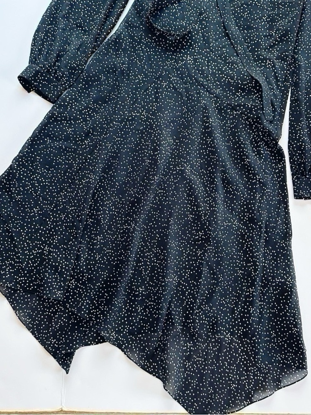 NEW Theory Tie Neck Drape Silk Dress Midi Multi Speckle Black - Picture 7 of 11